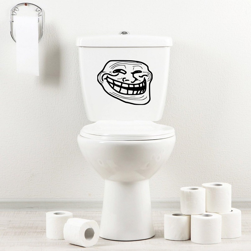 Troll Face Funny Cartoon Toilet Stickers | Trendy Bathroom Decor