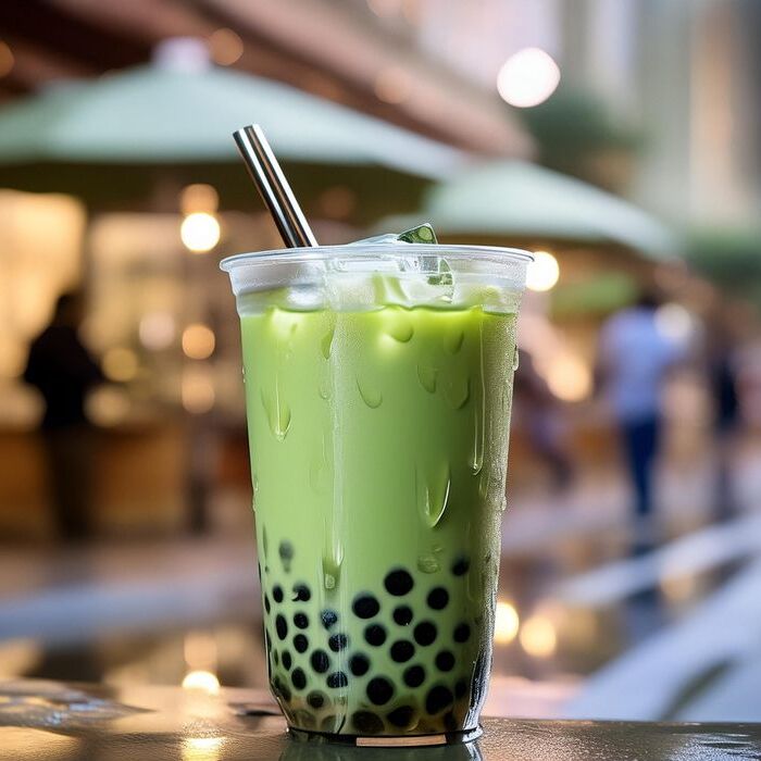 Matcha flavored milk tea